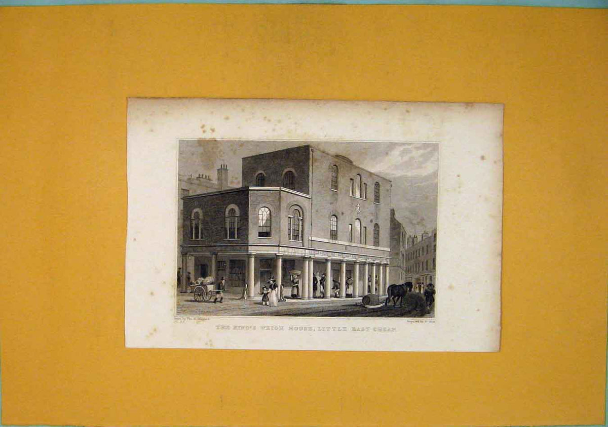 Original Old Antique Print Kings Weigh House Cheapside Fine Art