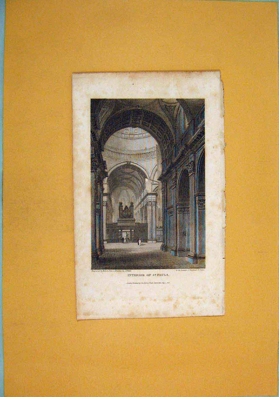 Original Old Antique Print St Pauls London Fine Art 1831 Engalnd 19th Century