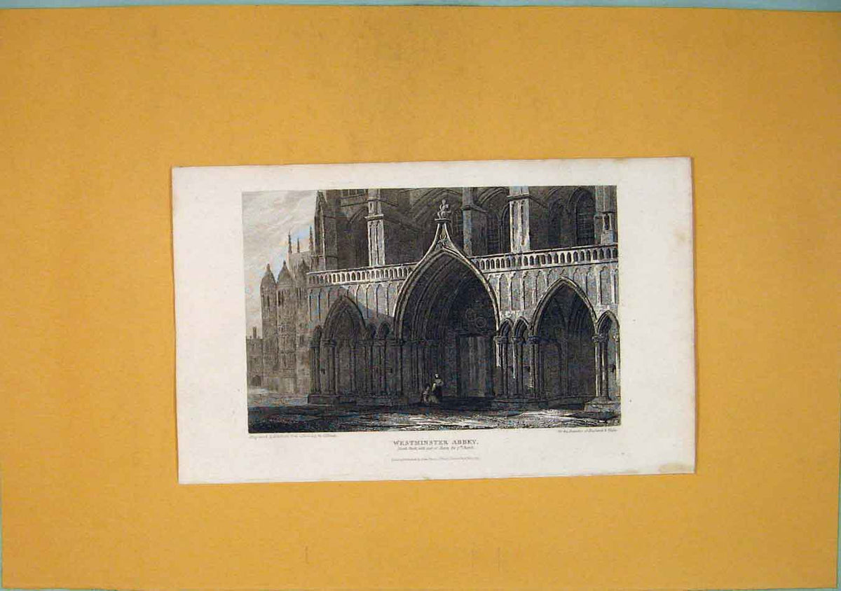 Original Old Antique Print Westminster Abbey London Fine Art