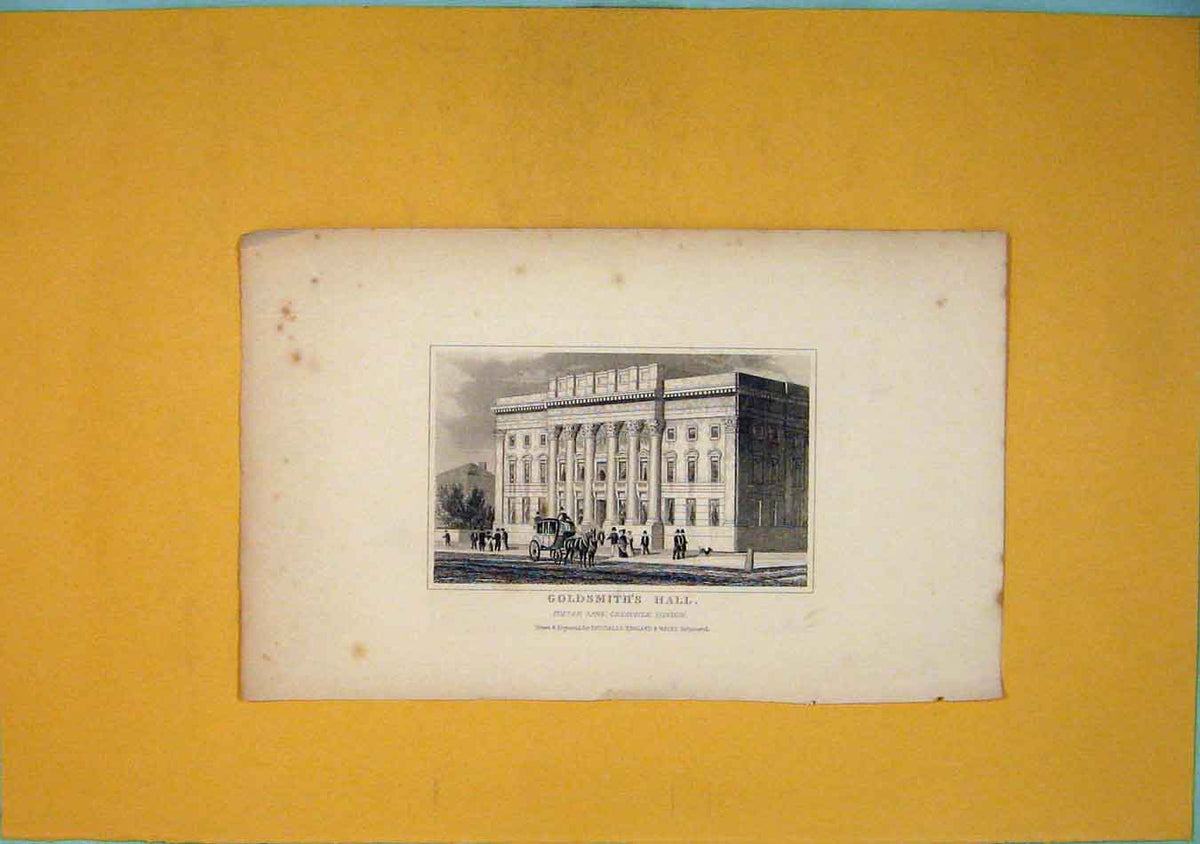 Original Old Antique Print Gsmiths Hall Foster Lane London