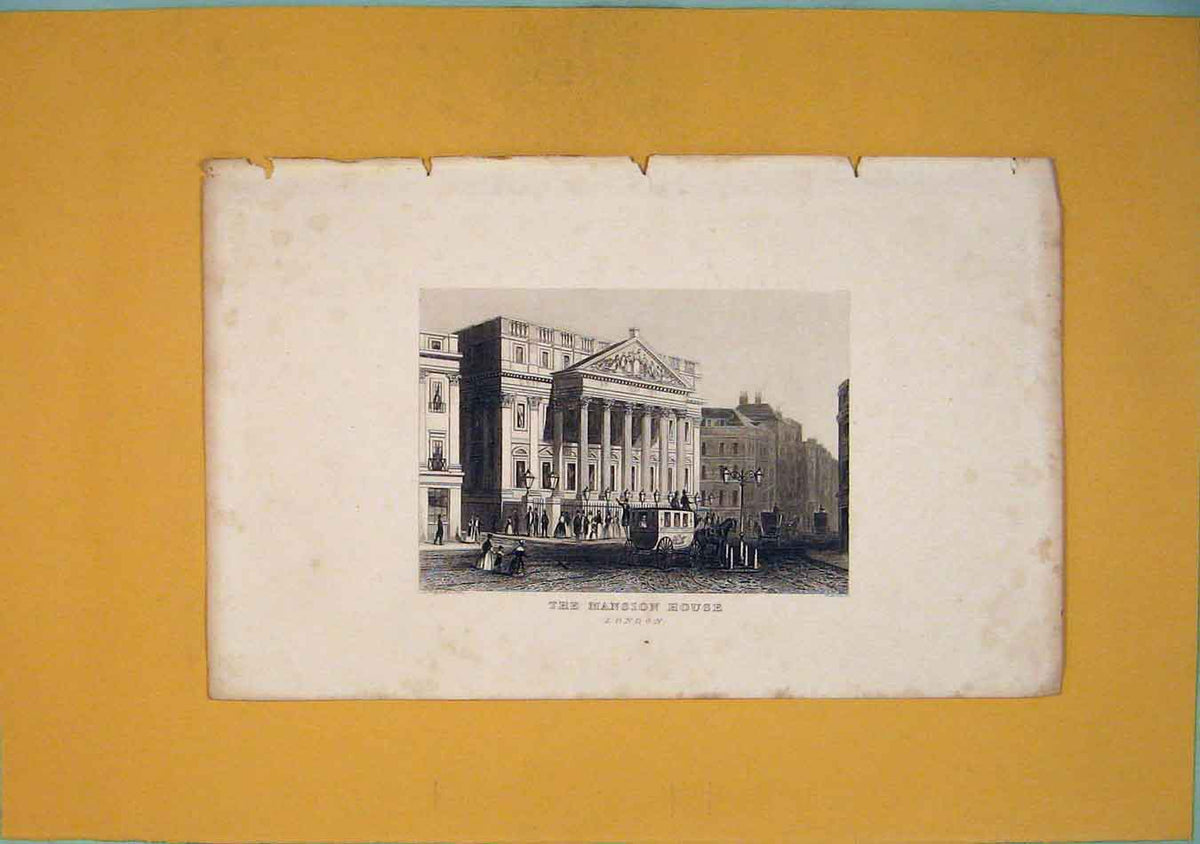 Original Old Antique Print Mansion House London Fine Art England