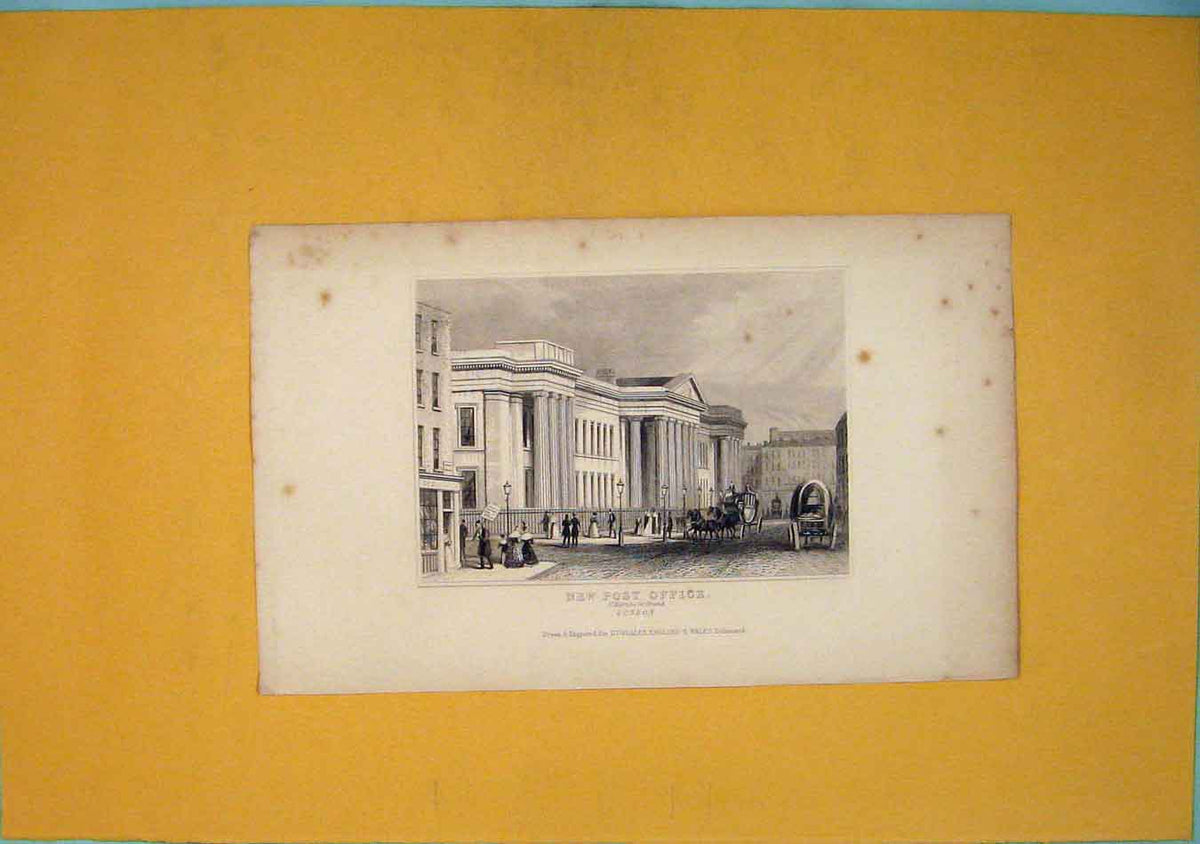 Original Old Antique Print Post Office London Fine Art England
