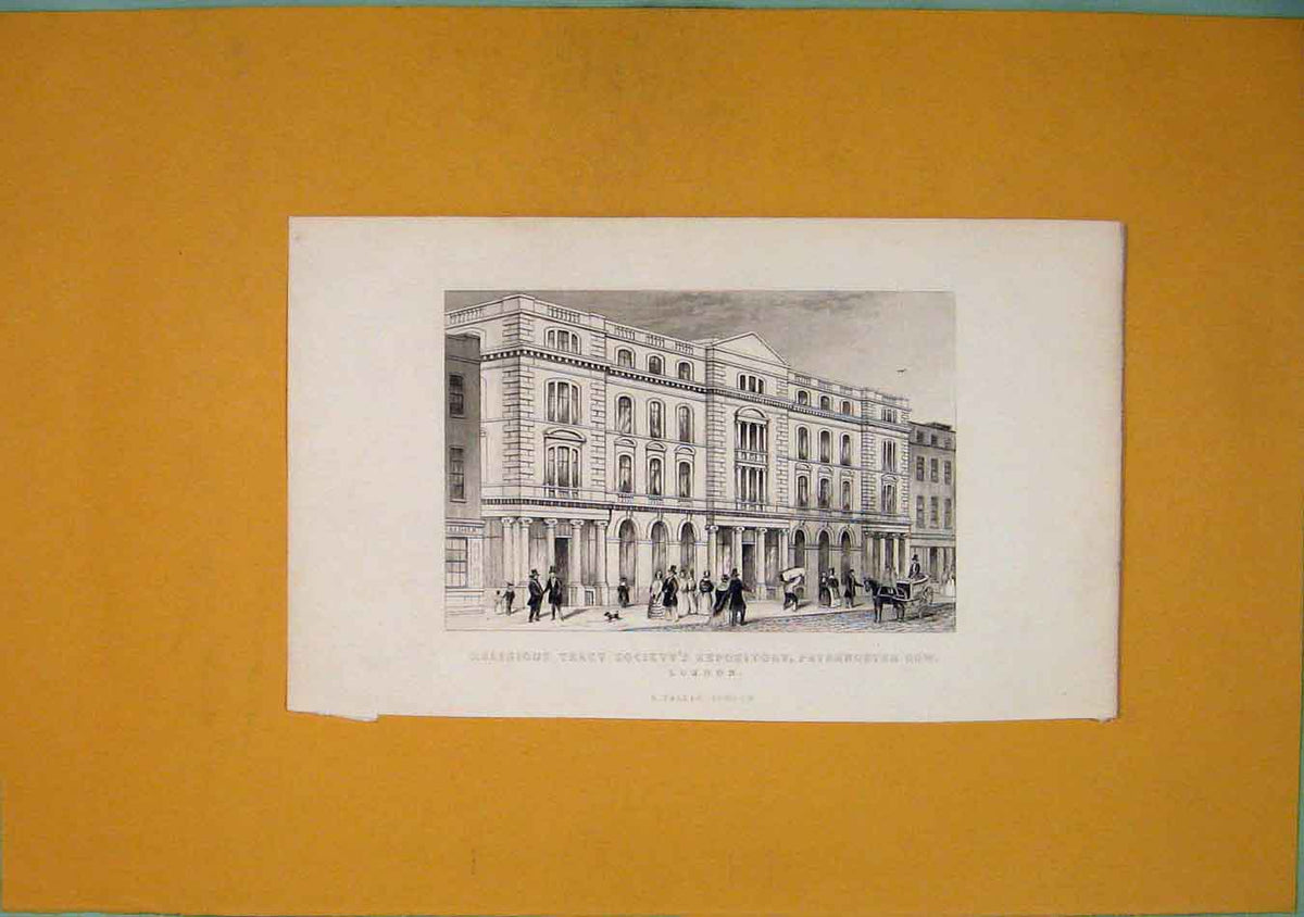 Original Old Antique Print Religious Tract Repository Paternoster Row London