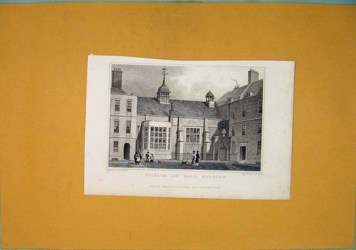 Original Old Antique Print Staples Inn Hall Holborn Fine Art