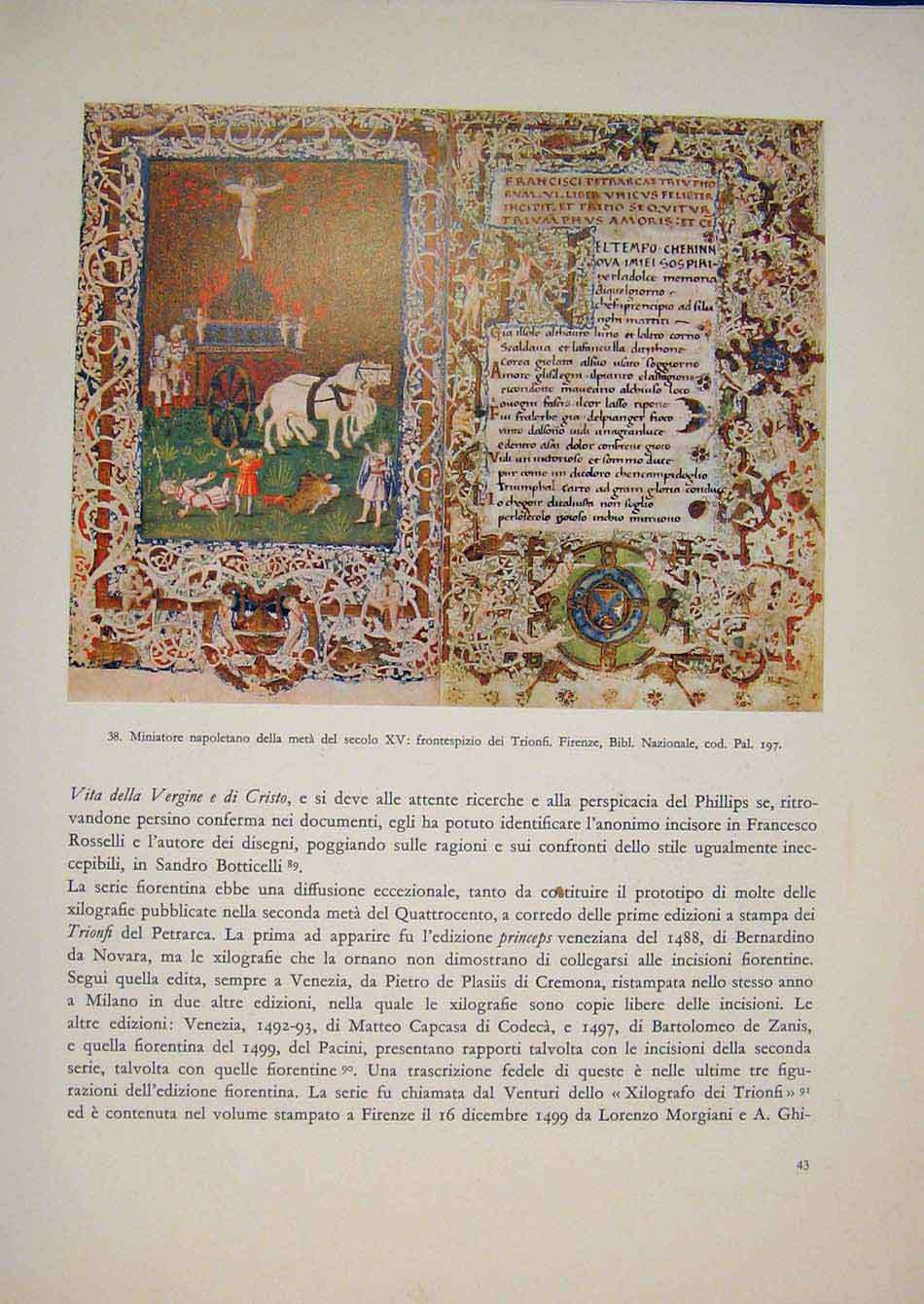 Original Old Antique Print Renaisence Italy Art Plat 197 Color Bible 20th