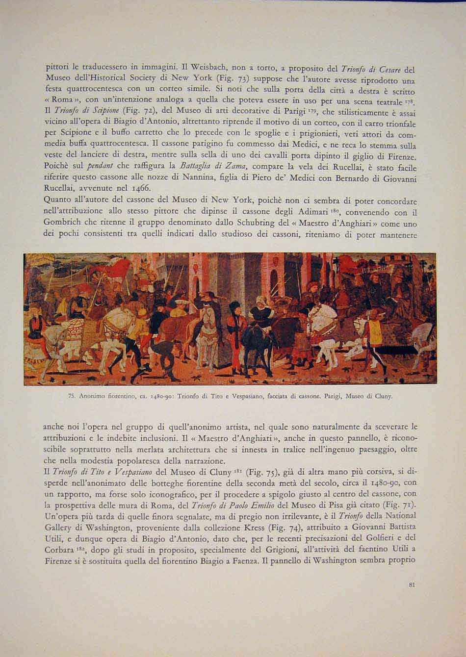 Original Old Antique Print 1480-90 Renaisence Italy Italian Art Color