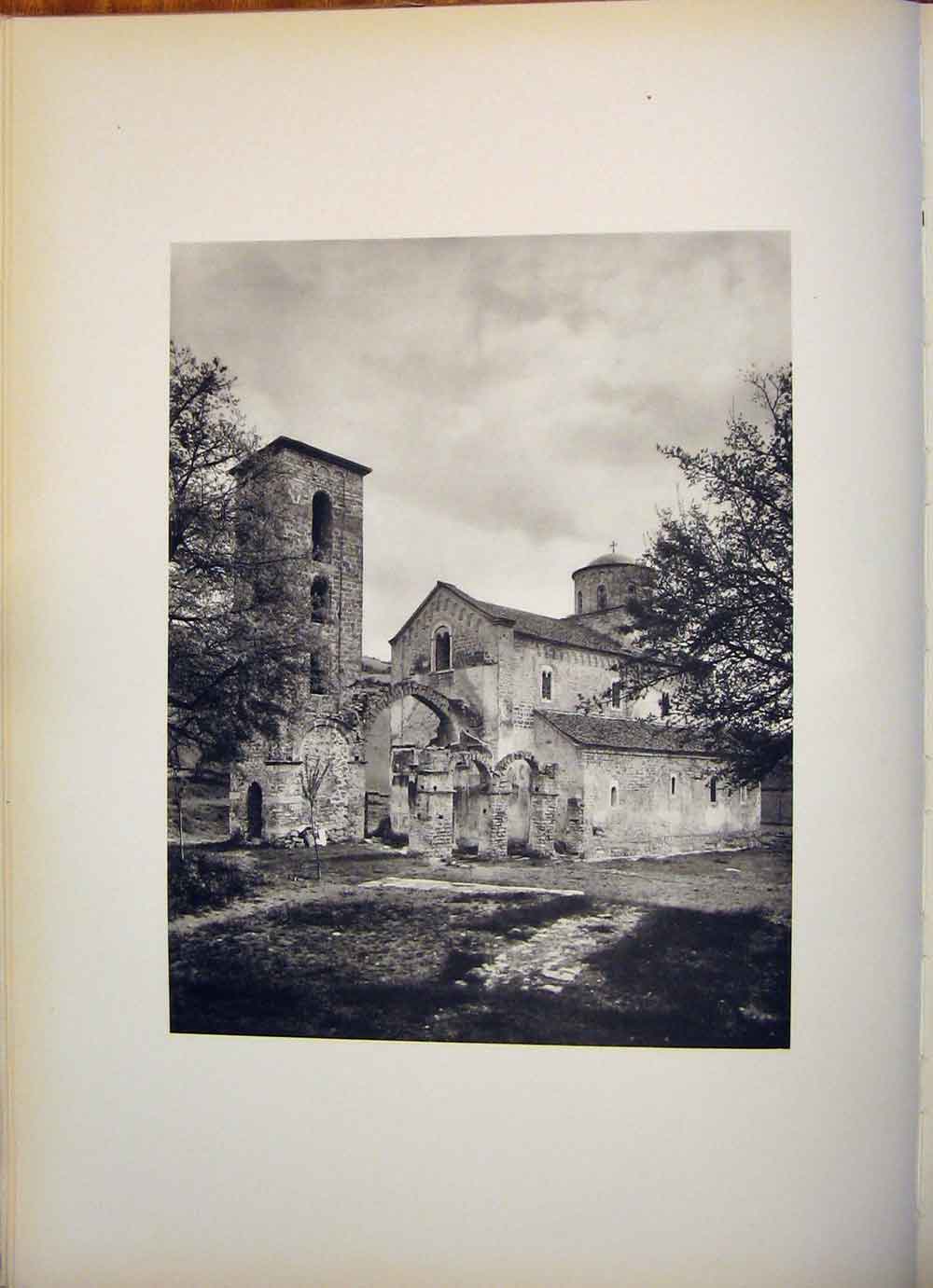 Original Old Antique Print Medieval Church Sopocani 1260 Yugoslavia 1955