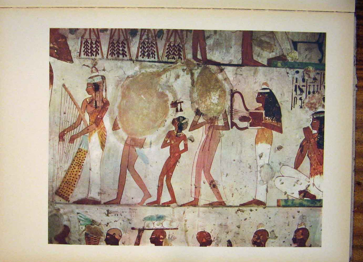 Original Old Antique Print Painting Egypt Tomb Jeserkareseneb Dynasty Unesco