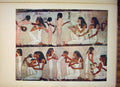 Original Old Antique Print Painting Egypt Tomb Vizier Rekhmire Banquet Unesco