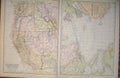 Original Old Antique Print United States North America Pacific States Map