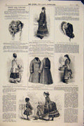 Old Antique Print Ladies Fashion Dress Costume Mohair Children 1876 Child 19th
