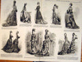 Original Old Antique Print Ladies Fashion Dress Costume Dresses Promenade 1876