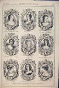 Original Old Antique Print Portrait French Women Celebrated Society 1876 19th
