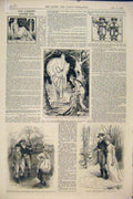Original Old Antique Print Christmas Books Library Book Oxford Rimmer 1876 19th