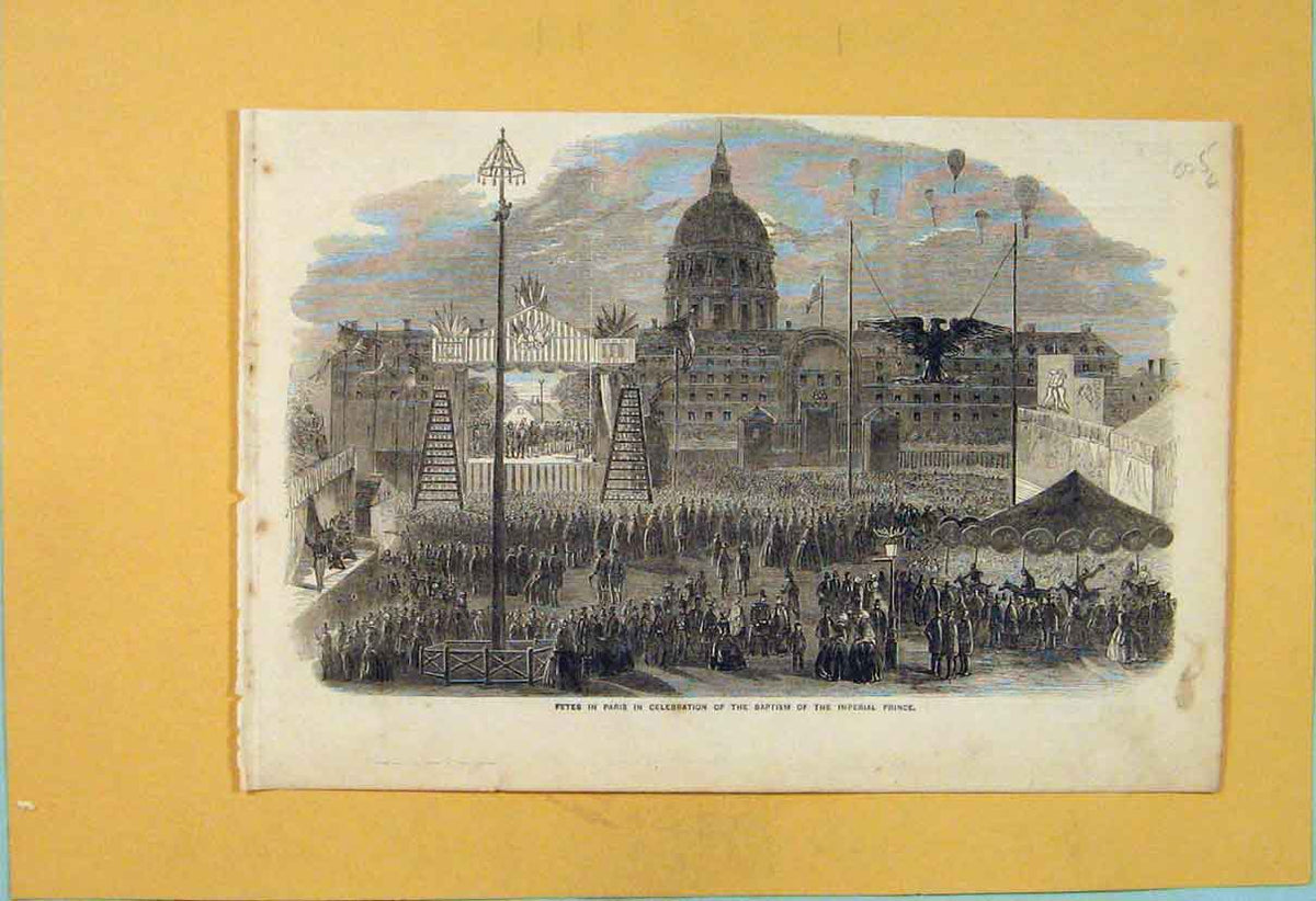 Old Antique Print Fete Paris Celebration Baptism Imperial Prince France