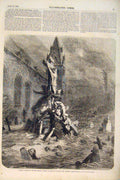 Old Antique Print French Peasants Crucifix Inundations Floods France Dore