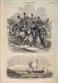 Old Antique Print Royal Artillery Aldershott Cowes Court Ship Review 1856 19th