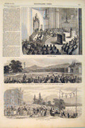 Original Old Antique Print Spanish Cortes Swiss Concert Geneva Fete Bartholony