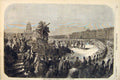 Original Old Antique Print Troops Emperor Russia St Petersburg Review 1856 19th