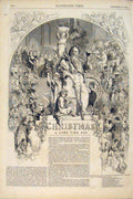 Old Antique Print Christmas Sports Servants Hall Meadows Humphreys 1856 19th