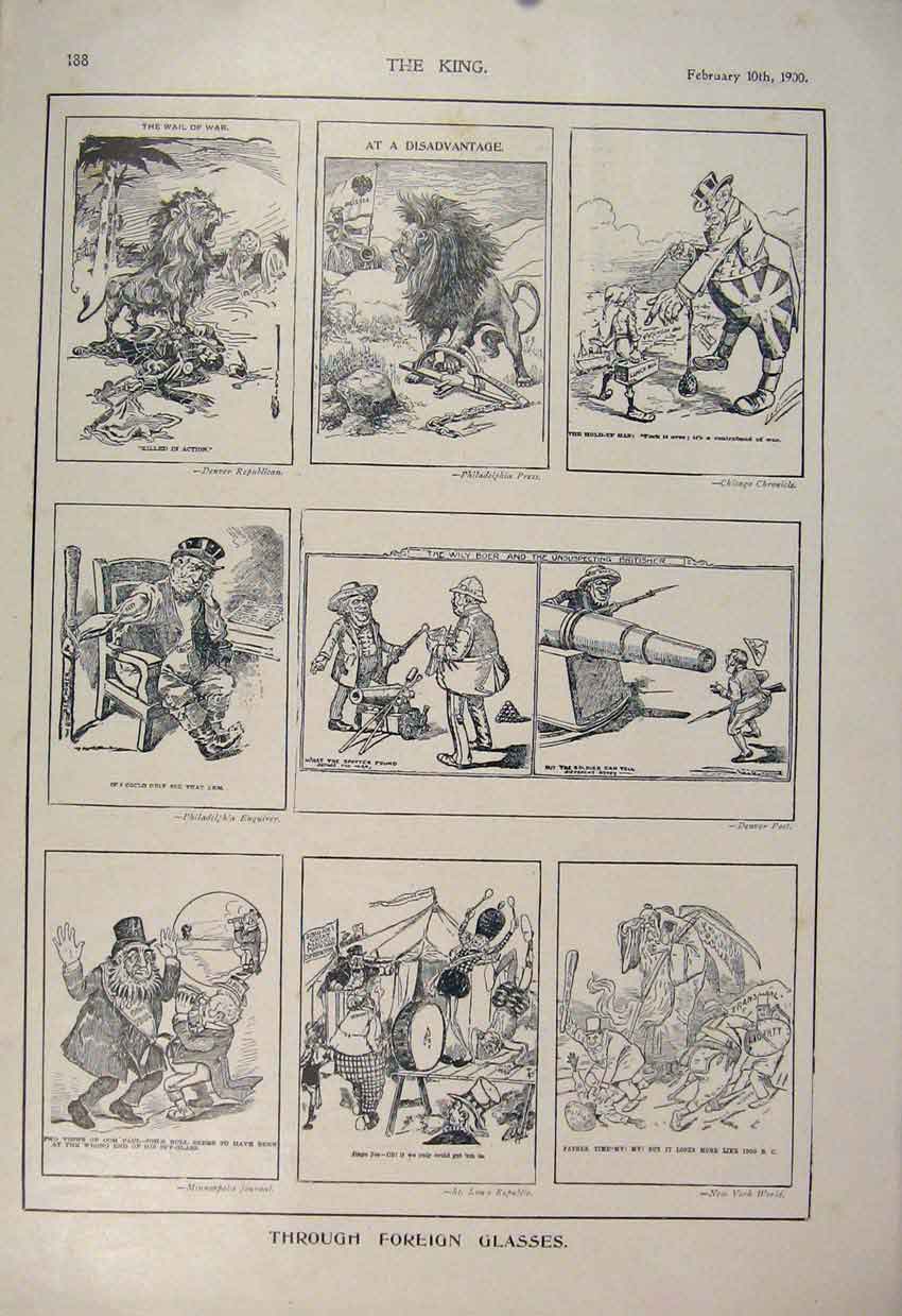 Original Old Antique Print Foreign Sketches Sketch American Newspapers 1900 20th