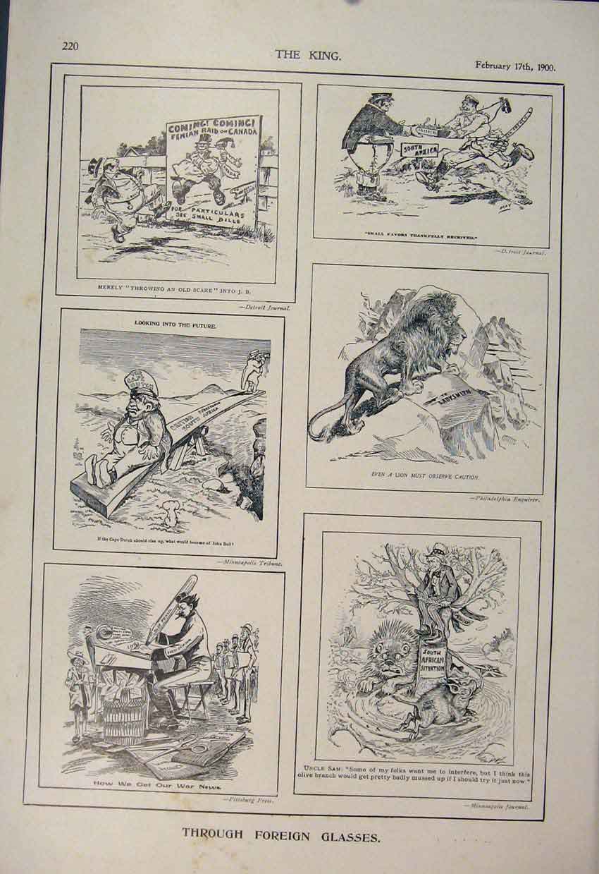 Original Old Antique Print Foreign Sketches Canada American Newspaper 1900 20th