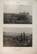 Original Old Antique Print Boer War Africa 1900 Tugela Guns Ferry Troops Guns