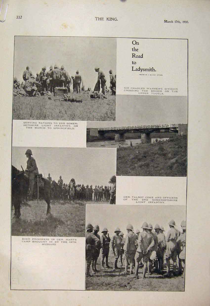 Original Old Antique Print Boer War Africa 1900 Ladysmith Arundel Inniskillings