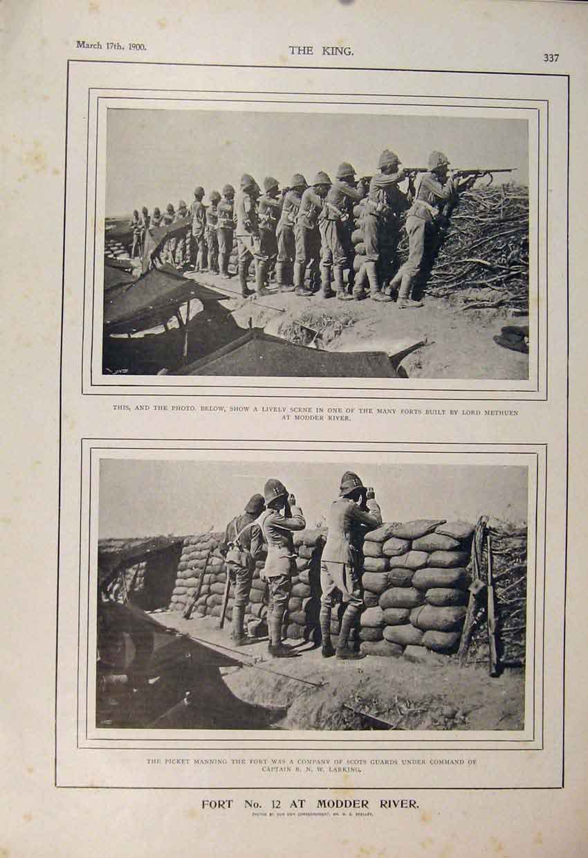 Old Antique Print Boer War Africa 1900 Modder River Methuen Tugela Horse 20th