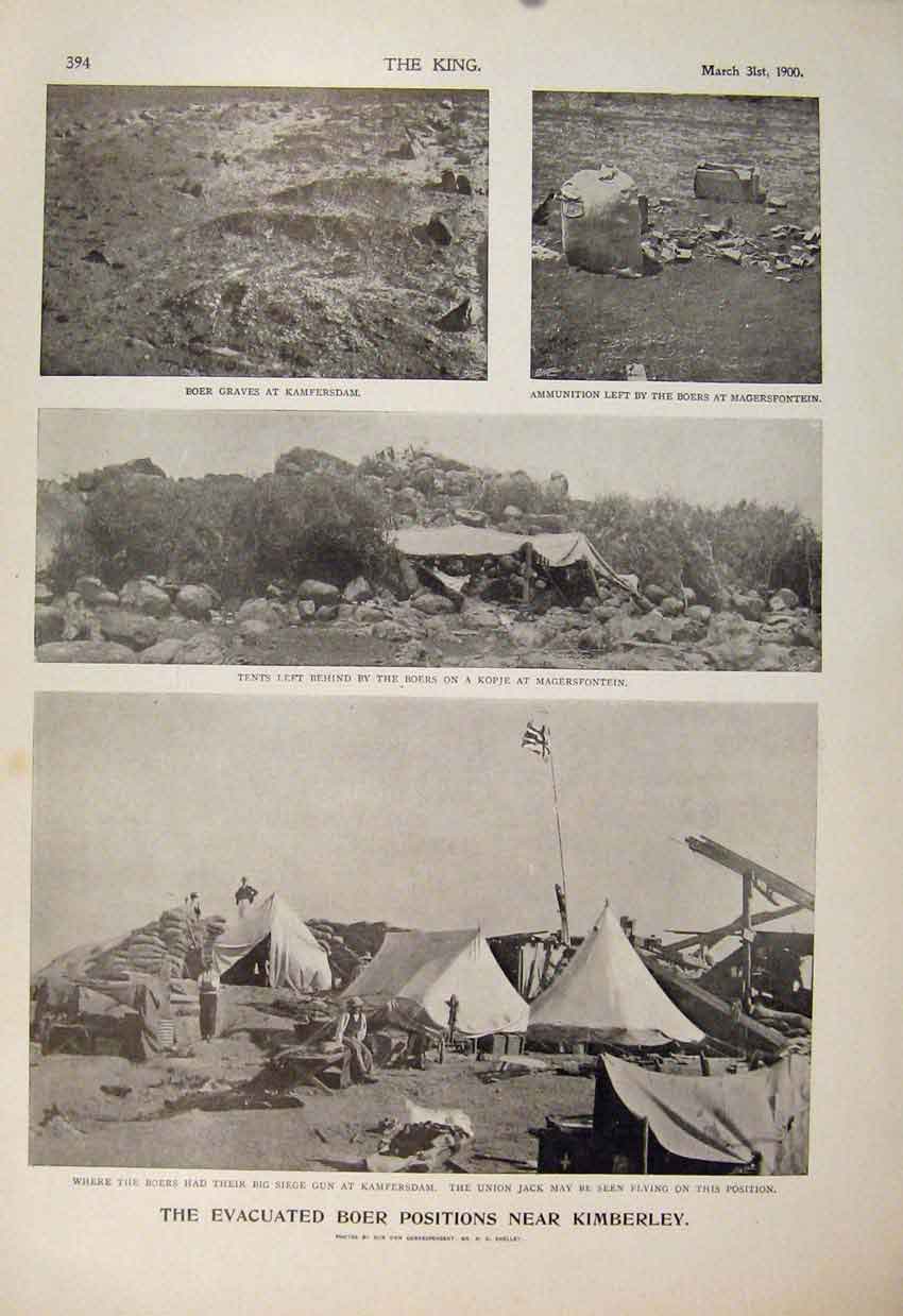 Old Antique Print Boer War Africa 1900 Kimberley Magersfontein Kamfersdam 20th