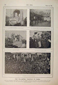 Original Old Antique Print Mi-Careme Festival Paris France Chariot 1900 20th