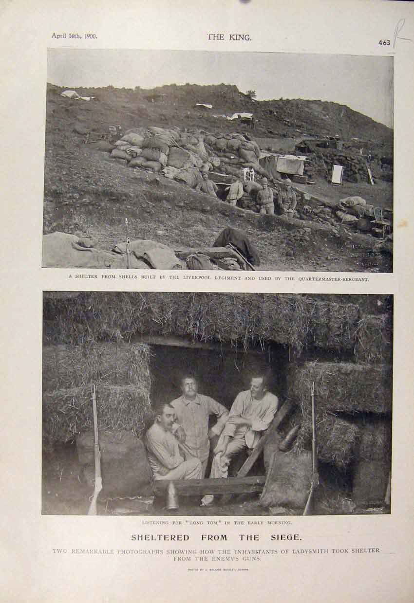 Old Antique Print Boer War Africa 1900 Seige Ladysmith Hlangwani Battery 20th