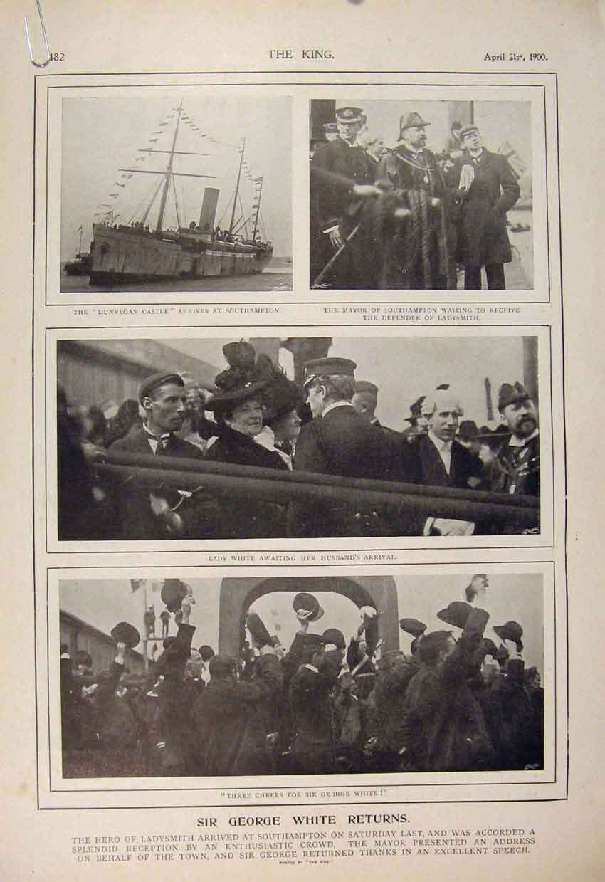 Original Old Antique Print Boer War Africa 1900 White Dunvegan Castle Ladysmith