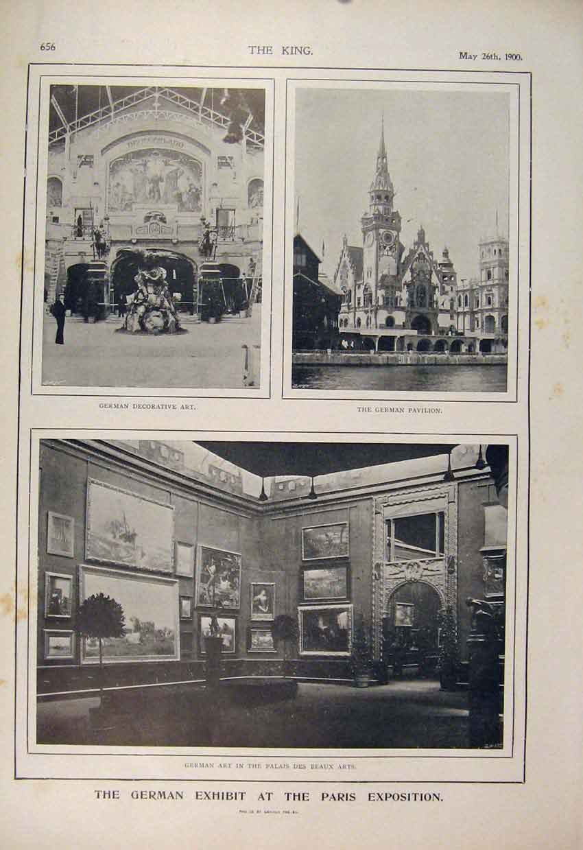 Old Antique Print Paris Expostition German Exhibit Berlin Toys Sonneberg
