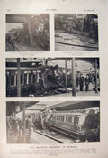 Original Old Antique Print Railway Accident Slough Station Windsor Train Kennet