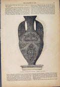 Original Old Antique Print Vases Alhambra Porcelain C1852 Art 19th