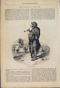 Original Old Antique Print Egyptian Fellahs Men Woman Dwelling 1852 Victorian