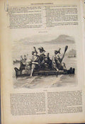 Original Old Antique Print Boats Balsas Cavallito Straw Boat Coast Peru