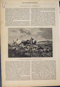Original Old Antique Print Animal Painting Landscape Return Fair Painting