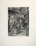 Original Old Antique Print Alix Sick Malade Fontaine Etching 1883 19th