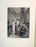 Original Old Antique Print Two Friends Ladies Fontaine Etching 1883 Victorian