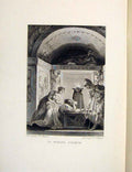 Original Old Antique Print Ephese Crying Matron Lady Fontaine Etching 1883 19th