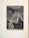Original Old Antique Print Cup Enchantment Gentlemen Fontaine Etching 1883 19th