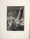 Original Old Antique Print Punishment Gascon Bedroom Fontaine Etching 1883 19th