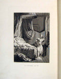 Original Old Antique Print Son Gamble Lady Man Fontaine Etching 1883 Bedroom