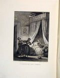 Original Old Antique Print Gambler Servant Lady Man Fontaine Etching 1883 19th
