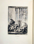 Original Old Antique Print Master Servant Apology Fontaine Etching 1883 19th