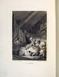 Original Old Antique Print Savetier Bath-Tub Child Fontaine Etching 1883 Lovers