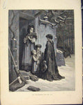 Original Old Antique Print Aesop Fable I Grasshopper Ant Story Image Art