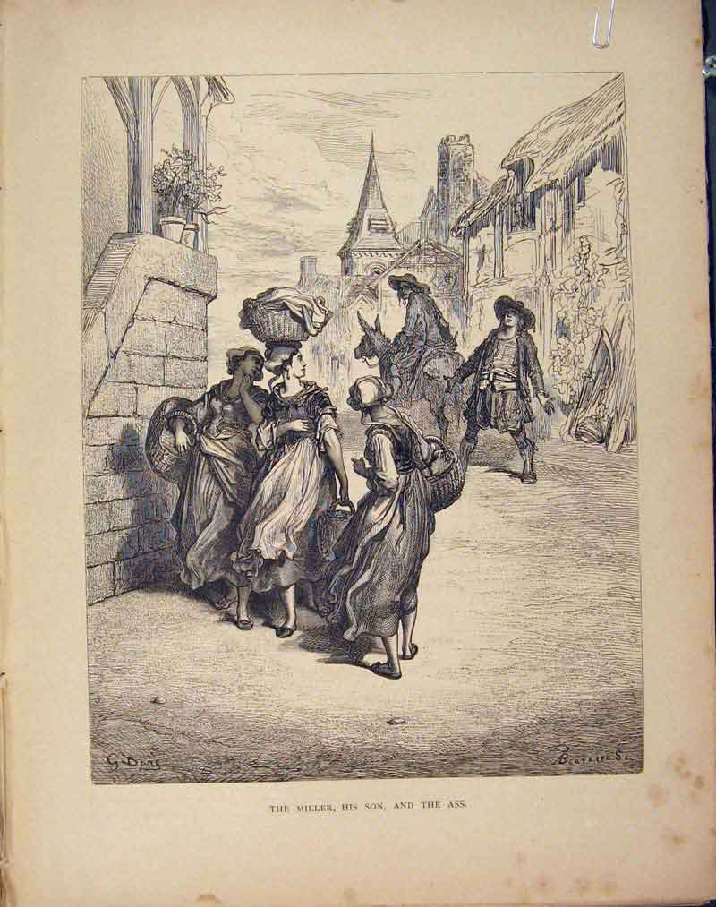 Original Old Antique Print Bird Wounded Arrow Story Image Aesop Fable Xxxvi